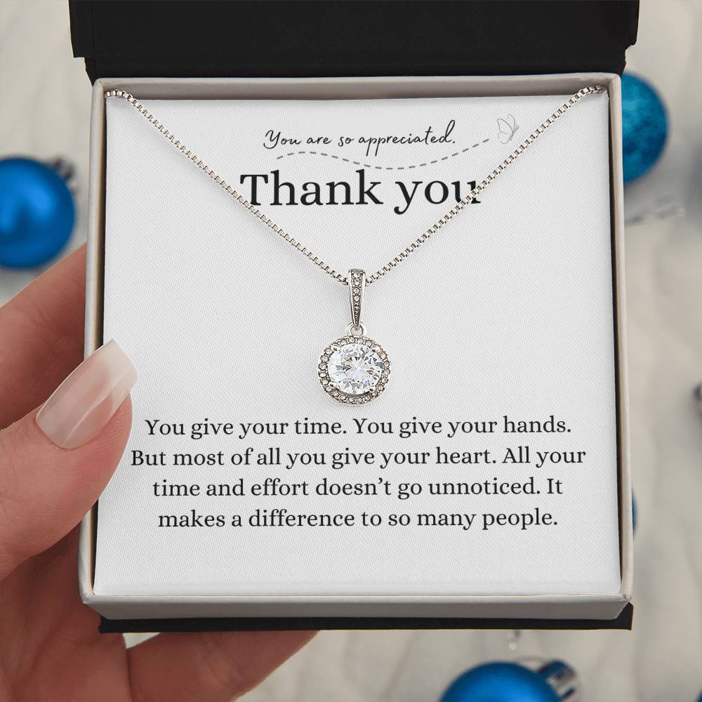 Thank you gift, pendant necklace, eternal hope necklace, family, friend, helper