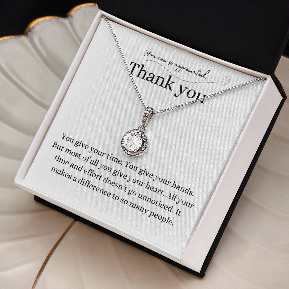 Thank you gift, pendant necklace, eternal hope necklace, family, friend, helper