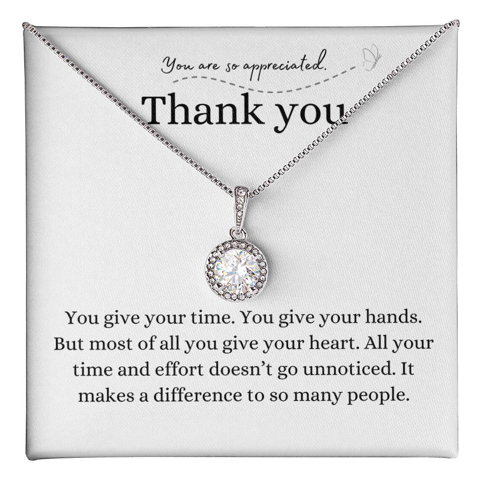 Thank you gift, pendant necklace, eternal hope necklace, family, friend, helper