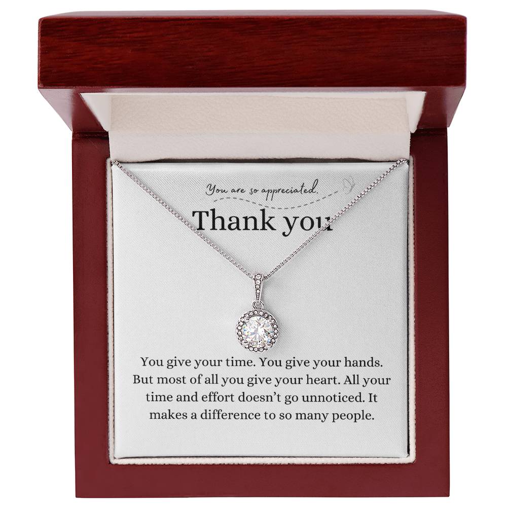 Thank you gift, pendant necklace, eternal hope necklace, family, friend, helper