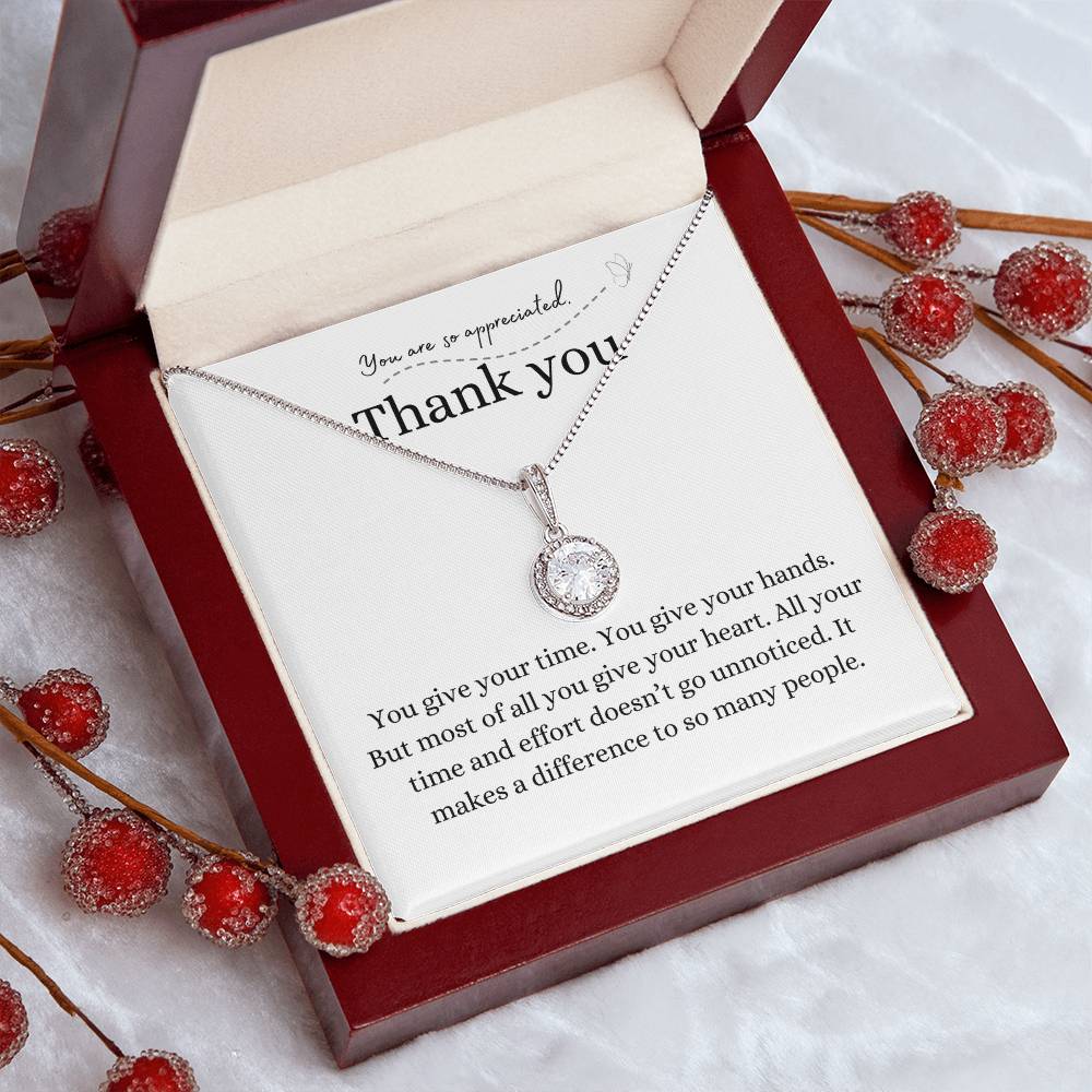 Thank you gift, pendant necklace, eternal hope necklace, family, friend, helper