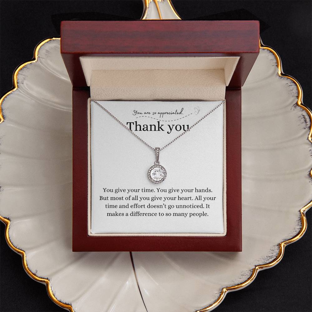 Thank you gift, pendant necklace, eternal hope necklace, family, friend, helper